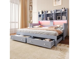 Lit banquette 90x190 cm <strong>SAPGAKS</strong> <strong></strong> coloris gris