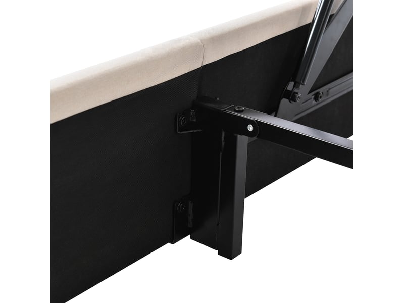 Lit led 160x200 avec matelas, lit coffre beige en lin avec sommier à lattes, led rgb et chargeur usb type-c - Conforama R