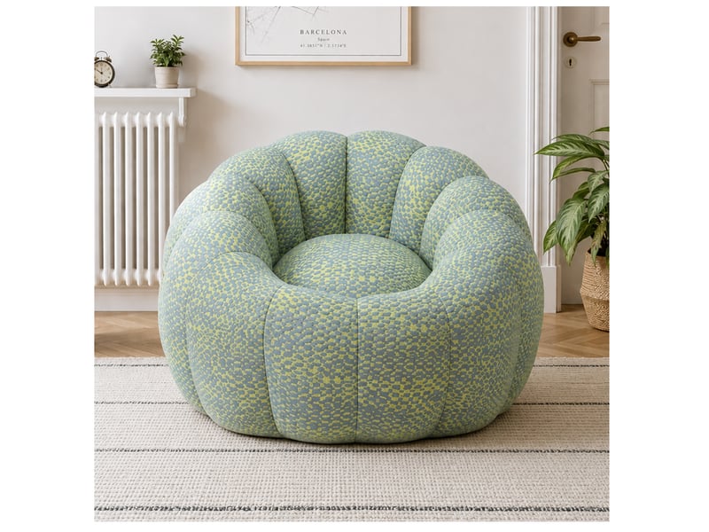  Fauteuil pouf fleur 112x105x74 cm mousse jaune et gris  - Conforama B