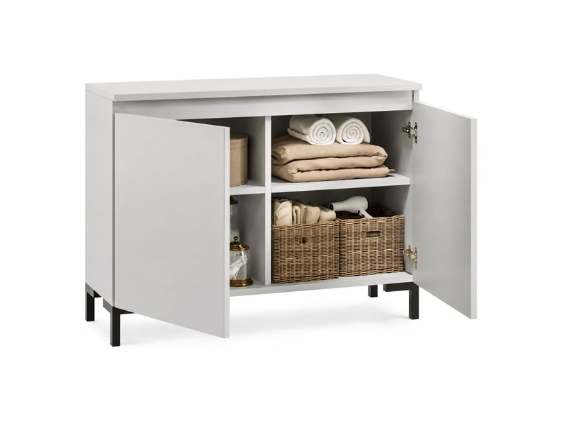  Meuble dmora, buffet 2 étagères, 100x37x75h cm gris clair Mimakasa - Conforama A