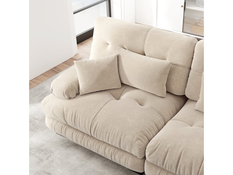 Canapé d’angle panoramique 4 places en tissu marron clair, 406 cm, modulable W3325S00049 - Conforama C