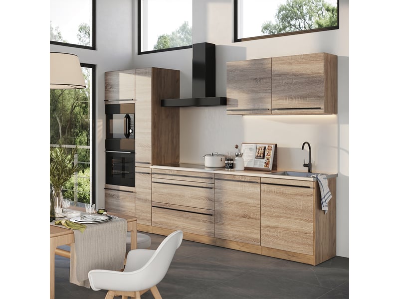  Vicco cuisine, sonomachêne doré, 310cm plan de travail anthracite  - Conforama C