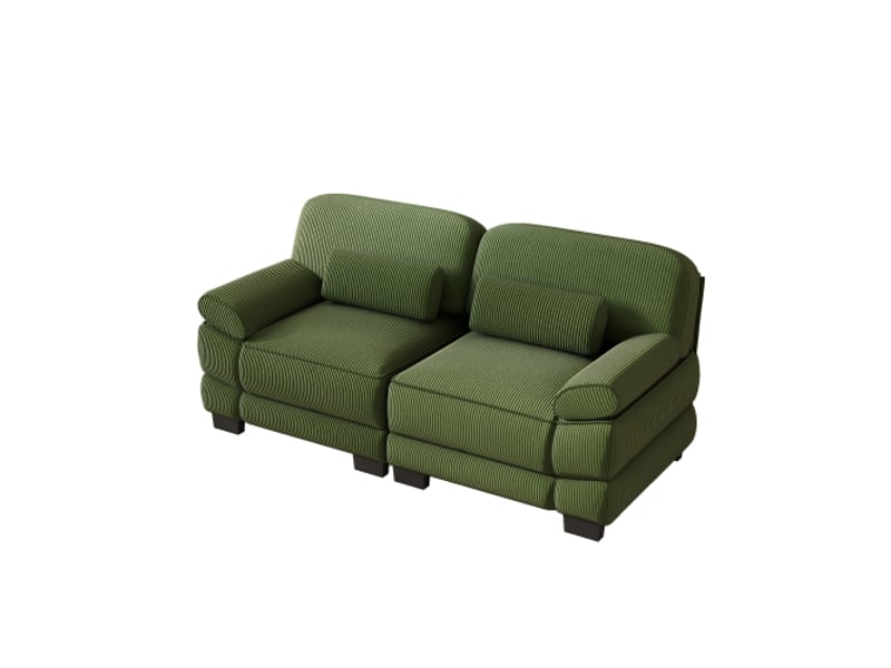 Canapé 2 places modulaire,194x88,5x94 cm,velours côtelé,vert - Conforama A