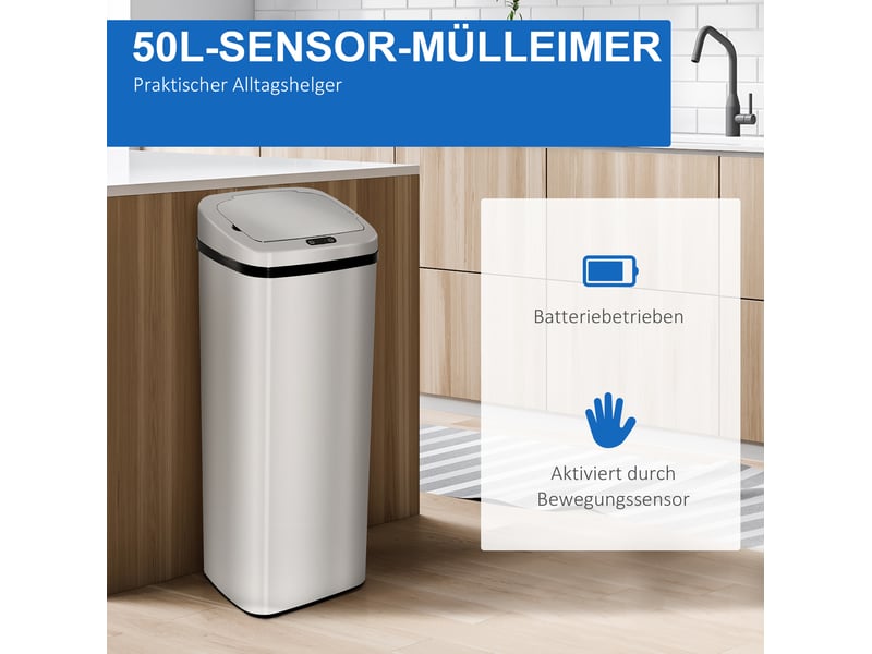  Poubelle automatique 67 l 79,5 × 37 × 28 cm inox argent  - Conforama D