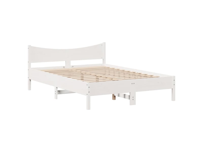  Lit double- lit adulte -  cadre de lit avec tête de lit blanc 135x190 cm bois pin massif  - Conforama D