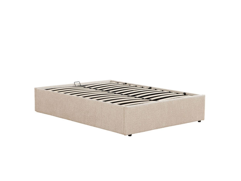  Lit coffre 140x190 sherpa beige terre de nuit  - Conforama C