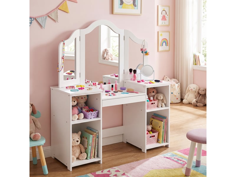 Coiffeuse avec Miroir et Tabouret - Table de Maquillage - 4 tiroirs Coiffeuse avec Miroir et Tabouret - Table de Maquillage - 4 tiroirs