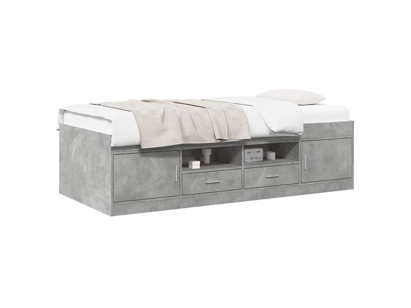 Lit simple- lit adulte - cadre de lit avec rangement avec tiroir gris béton 80 x 200 cm - Conforama A
