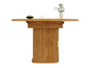 Table à manger extensible 118-158x118x77cm, tiroirs en osier et espace de rangement, aggloméré couleur chêne, cuisine et salon