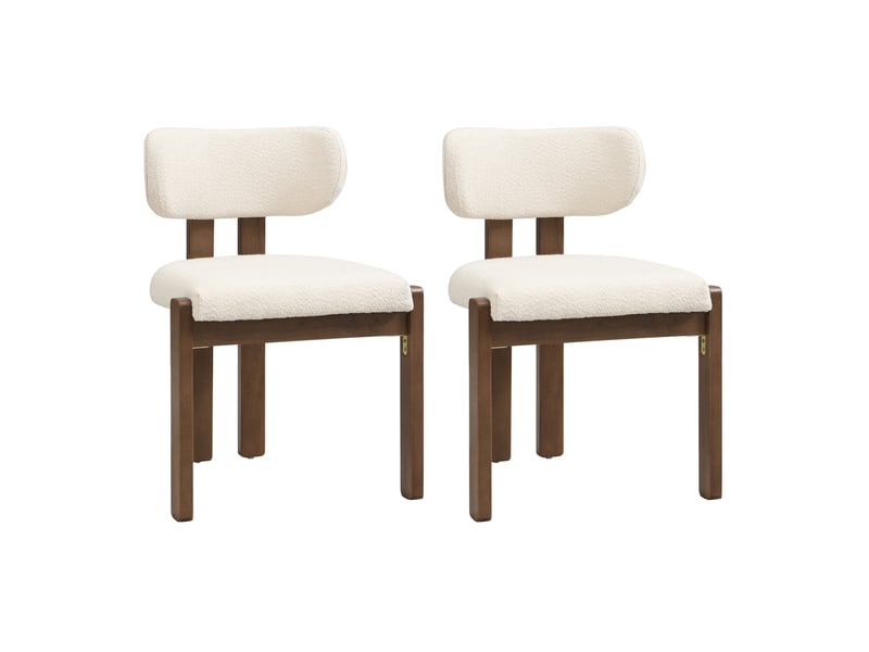  Lot de 2 chaises de salle à manger 54x54x79 cm bouclette noyer et écru  - Conforama A