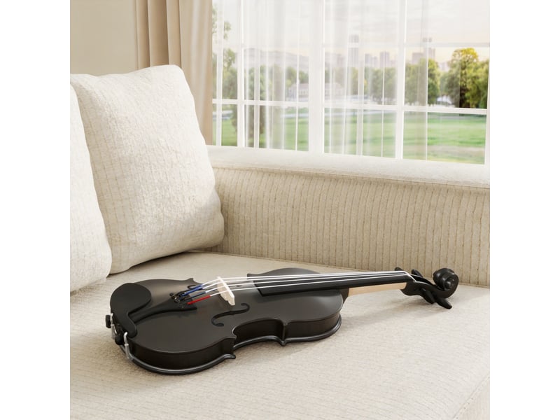  Violon 44 ensemble de violon en bois massif pour adultes et débutants avec étui léger et portable 60 x 21 cm noir  - Conforama B