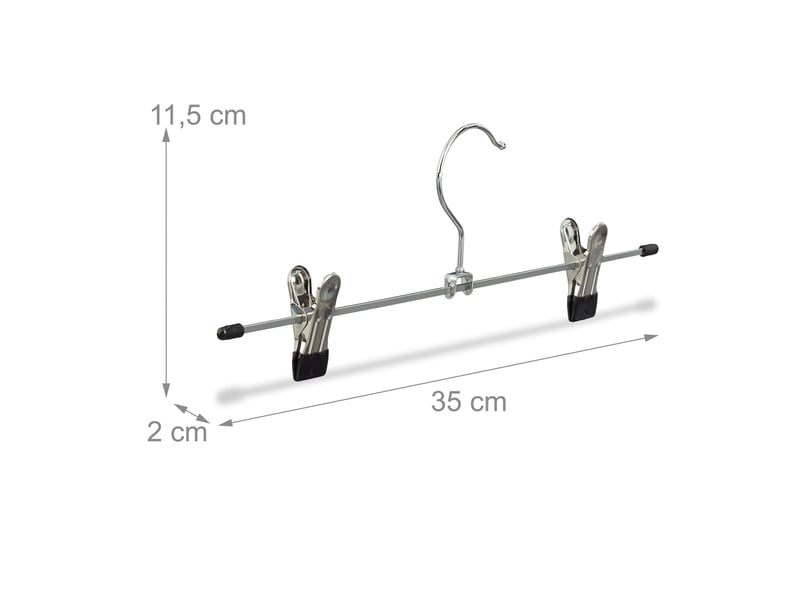  Lot de 25 cintres à pantalon avec pinces réglables 40 x 10 x 2 cm design épuré en métal argenté 13_0015883  - Conforama B