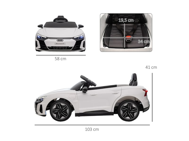  Voiture électrique enfant audi rs e-tron gt 103x58x41 cm avec télécommande blanche  - Conforama E