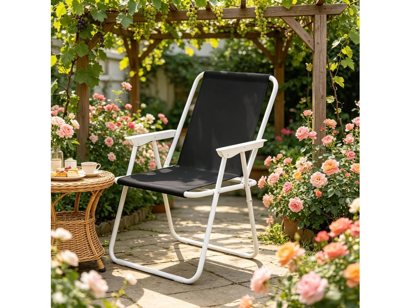  Chaise de camping pliante 58x53x76 cm légère noir  - Conforama E