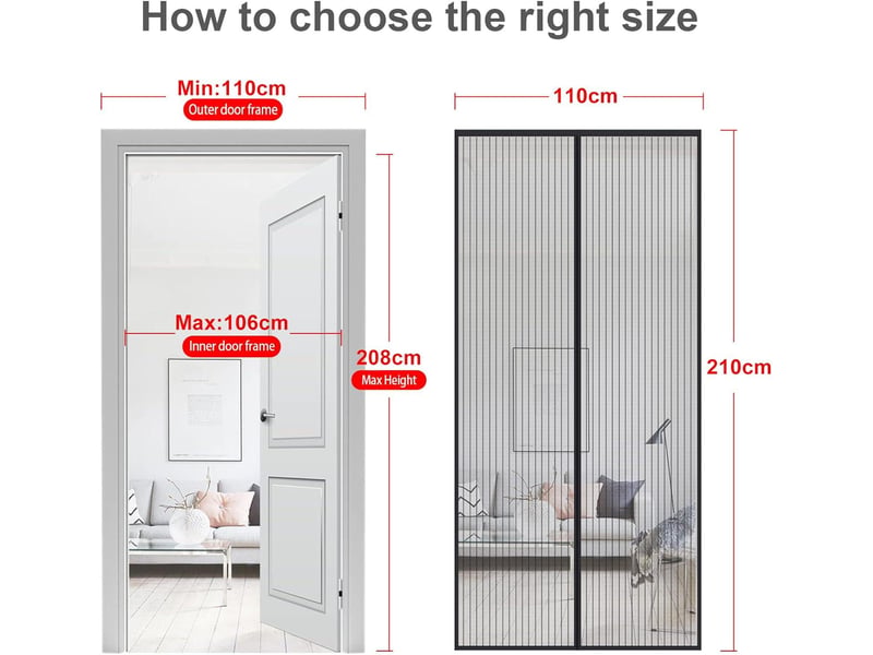  Rideau de porte magnétique rideau de porte moustiquaire  110x210cm  - Conforama E