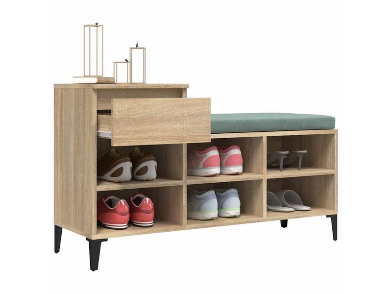  Armoire à chaussures chêne sonoma 102x36x60cm bois d'ingénierie shl1625  - Conforama E