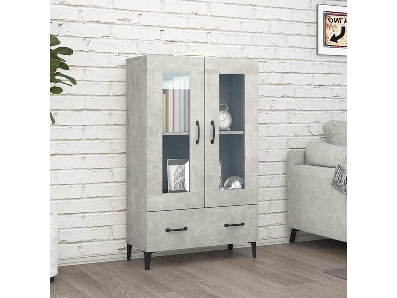  Buffet haut - bahut - meuble de rangement gris béton 70x31x115 cm bois d'ingénierie  - Conforama B