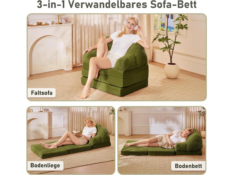  Banquette-lit bz avec couchage régulier, 88 cm, vert  - Conforama D