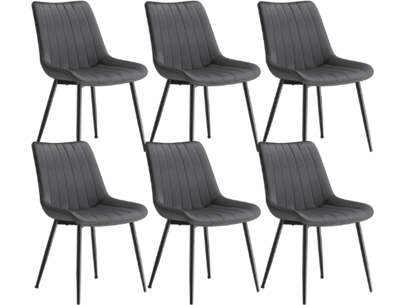  Lot de 6 chaises de salle à manger ergonomiques 57 x 48 x 80 cm confort assise douce style contemporain en polyester noir 12_0012790  - Conforama A