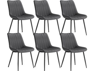 Lot de 6 chaises de salle à manger ergonomiques 57 x 48 x 80 cm confort assise douce style contemporain en polyester noir 12_0012790