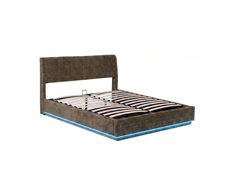  Lit double capitonné tröstiar avec éclairage led 160 x 200 cm vert [en.casa] Tröstiar - Conforama A