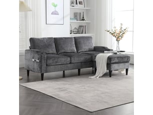 Canapé droit fixe  Bliss Lite 3 + 1 places Tissu gris avec coffre de rangement
