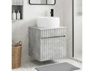 Meuble de lavabo mural, rangement salle de bain gris béton 49x44.5x66 cm