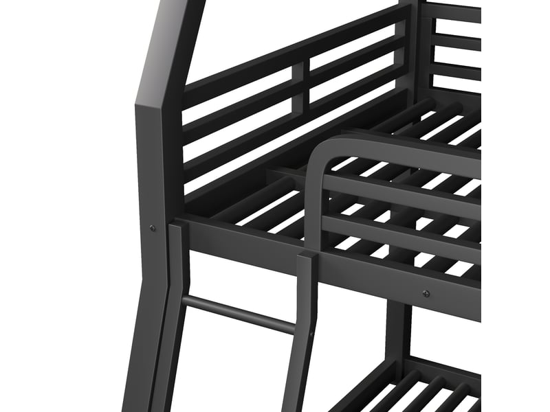  Lit superposé 140x200 cm, 3 couchages, échelle montable à gauche ou à droite, en métal, noir, sans matelas  - Conforama E