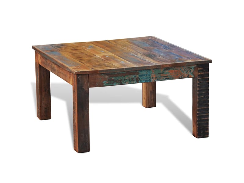  Table basse - table de salon - table à thé carrée bois de récupération  - Conforama D