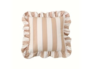 Housse de coussin carrée tendance – bordure à volants, motif rayé – design élégant et décoratif – parfait pour canapé, chambre et sofa – fermeture pratique-style 4