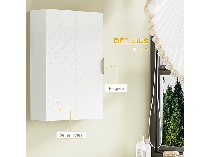 Armoire murale de salle de bain, armoire à pharmacie murale avec étagère réglable meuble de rangement - Conforama R