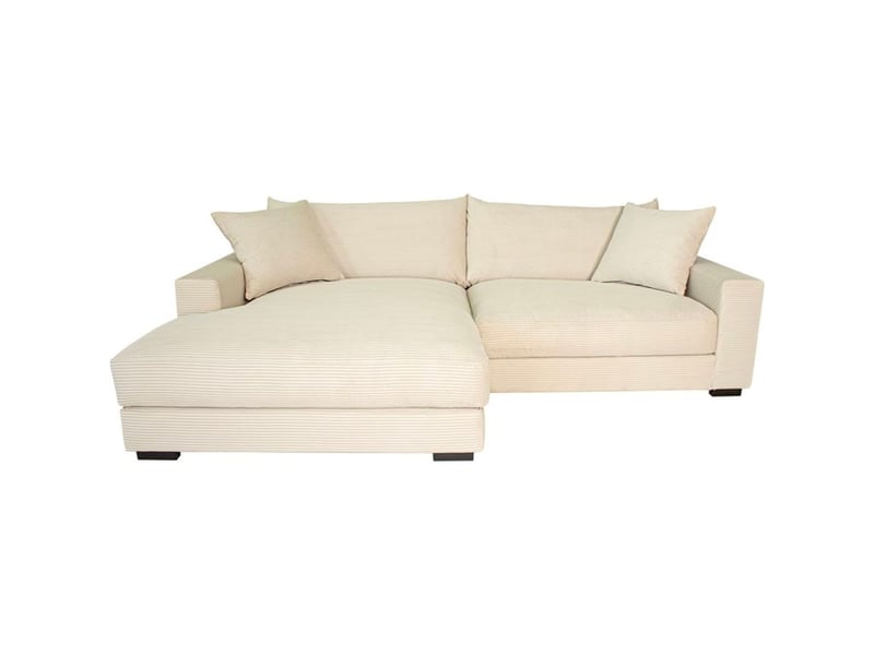 Canape d angle gauche fixe pedro beige en velours cotelé 3 places 261 x 180 x 82,5 cm accoudoirs larges assise ferme PEDRO-REC.3S in cord R, Zoom 1 - Conforama A