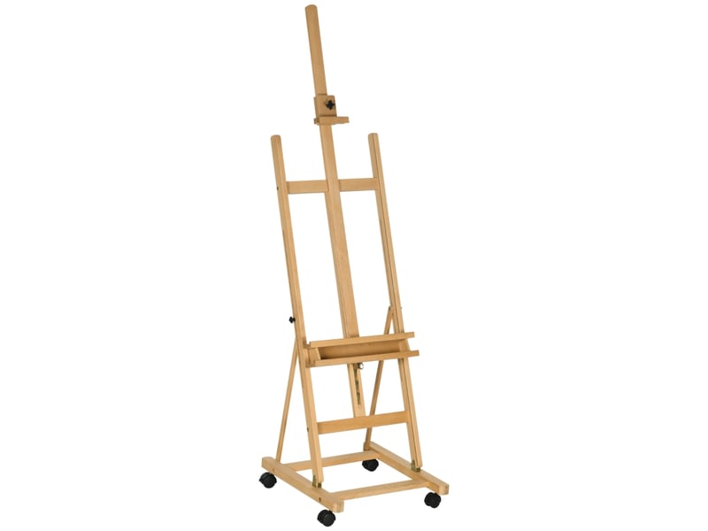  Chevalet d'artiste réglable,50,5x53x178-238 cm,4 roulettes,bois,naturel  - Conforama A