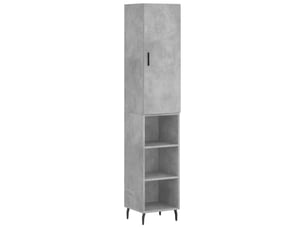 Buffet haut - bahut - meuble de rangement gris béton 34,5x34x180 cm bois d'ingénierie