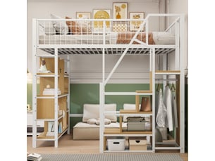 Lit mezzanine 140x200 cm <strong>OKWISH</strong>  <strong></strong> coloris blanc