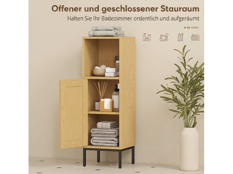  Meuble de salle de bain étroit 30x30 cm avec tablette réglable bois naturel  - Conforama D