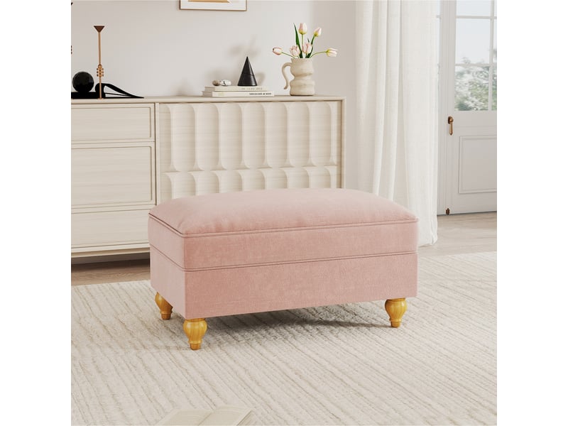  Tabouret windsor chenille - rose SF20250034012 - Conforama D