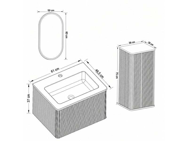  Ensemble meuble vasque suspendu 60 cm avec miroir led ovale  - Conforama C