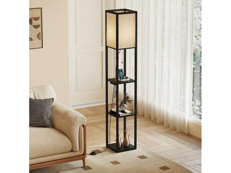  Lampadaire led 26x26x161 cm dimmable mdf noir  - Conforama C