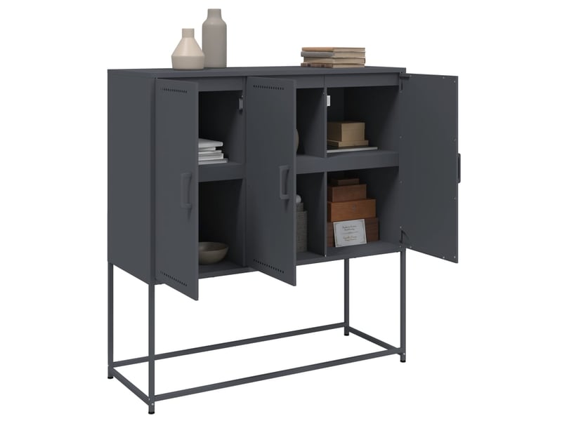  Buffet haut - bahut - meuble de rangement anthracite 100,5x39x107 cm acier  - Conforama D