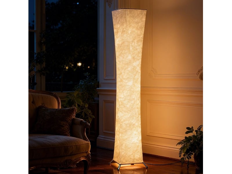  Lampadaire 25x25x129 cm à intensité réglable métal argenté et blanc  - Conforama C