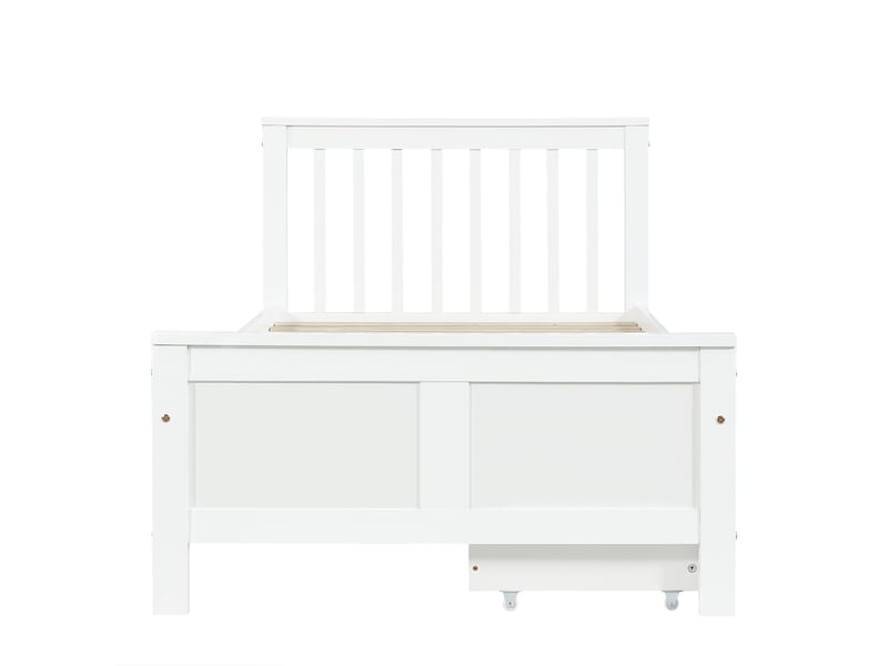  Lit simple en pin blanc, 90x200 cm, avec tiroirs de rangement, pour adolescent et adulte  - Conforama A