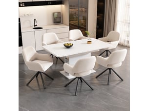 Lot de 6 chaises salle à manger rotatives 60x60x80 cm, ccoudoirs, tissu velours beige