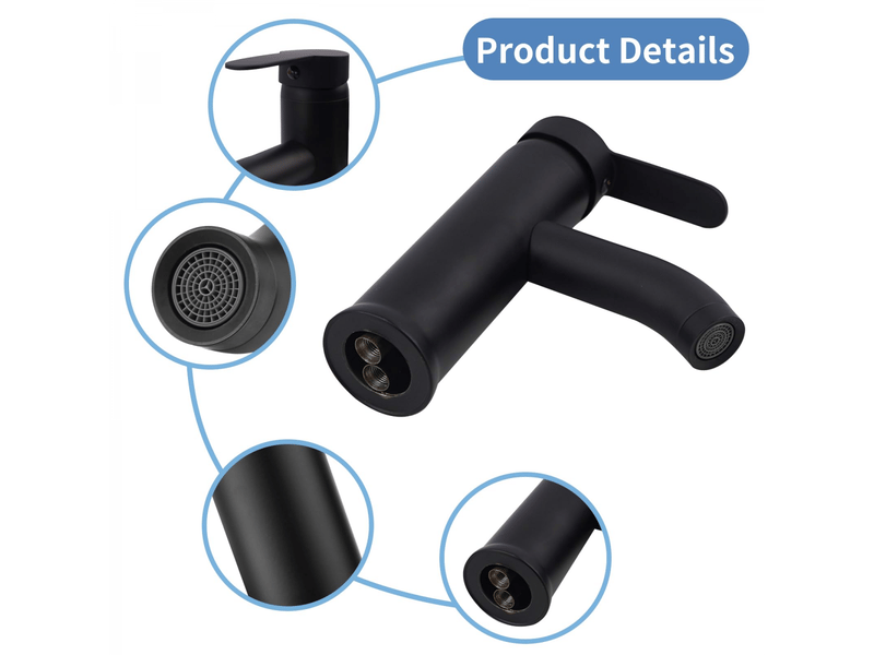  Robinet mélangeur en acier inoxydable 304 - robinet de lavabo de salle de bain (avec tuyau) + robinet mélangeur de cuisine  - Conforama C