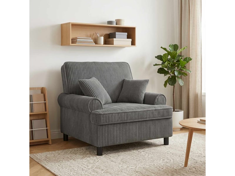  Vidaxl fauteuil xl avec coussins gris clair tissu à 1,5 lignes  - Conforama B