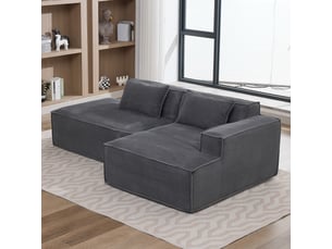 Canapé compact 235 cm 2 places gris - assise souple à ressorts ensachés avec 2 coussins