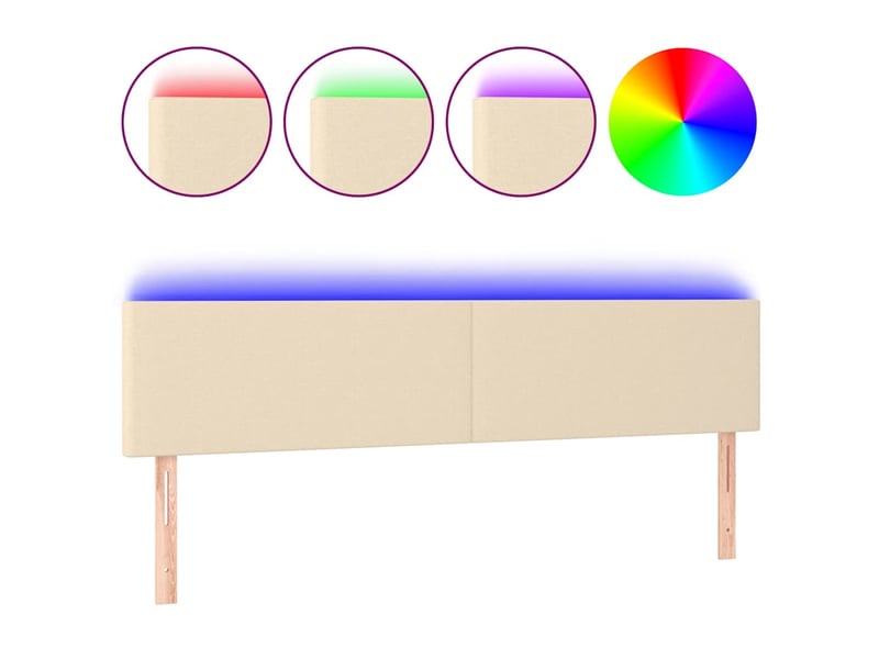  Tête de lit à led, décoration murale à led crème 160x5x7888 cm tissu pour lit adulte shl3600  - Conforama A