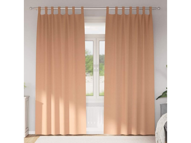 Lot de 2 rideaux occultants, rideaux black-out avec anneaux marron clair 245 x 140 cm cf44691 - Conforama B