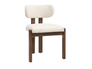 Chaises de salle à manger lot de 6 avec assise et dossier en tissu bouclé et structure en bois écru et coloris noyer