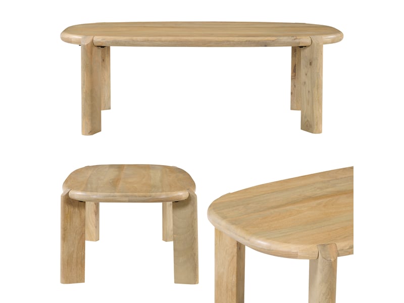  Table basse en bois de manguier massif teinte claire 120cm suri  - Conforama C